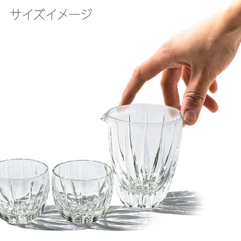 江戸切子 伝統工芸士 木村泰典 作 剣菱 酒器三点揃 透き ｜江戸切子