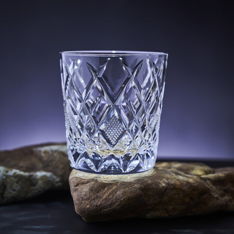 江戸切子 伝統工芸士 木村泰典 作 矢来魚子紋 オールドグラス 透き