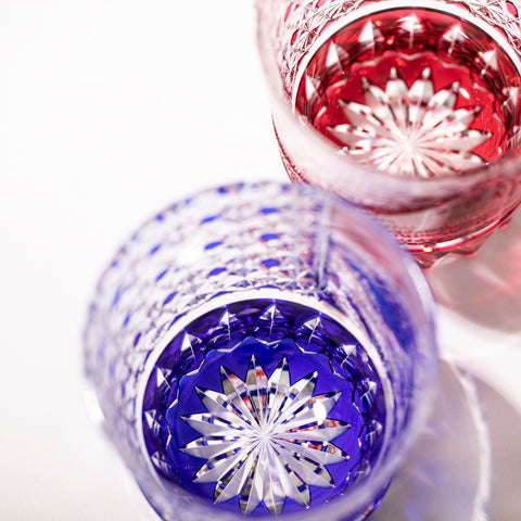 江戸切子 伝統工芸士 木村泰典 作 富嶽三十六景「神奈川沖波裏」に菊籠