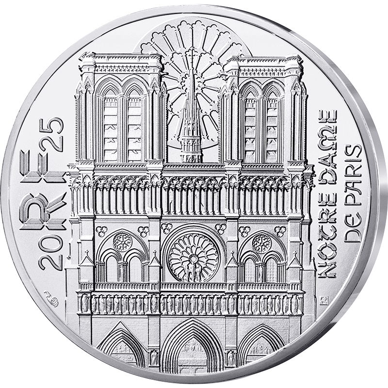 フランス 2025年 ノートルダム大聖堂一般公開再開1周年 10ユーロ銀貨