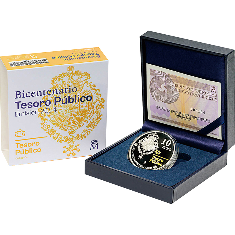 スペイン 2024年 スペイン財務省設立200周年 10ユーロカラー銀貨