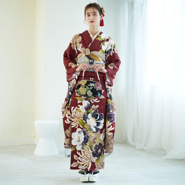 KP1767 振袖 身丈146cm 正絹 着物 成人式