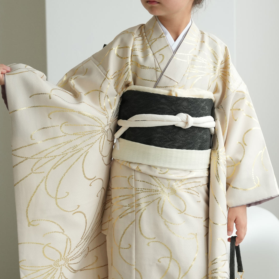 387 振袖フルセット 正絹 深緑 グリーン 金彩 暈し染め ゆったり XL