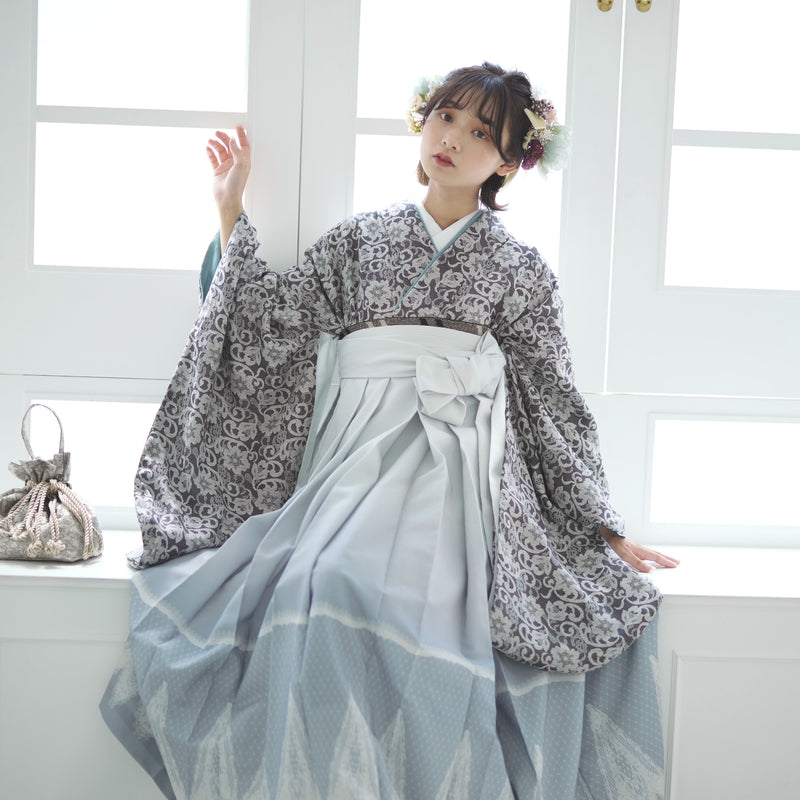 レース着物バイカラー袴レースフリルパール5点セット新品卒業式卒業袴