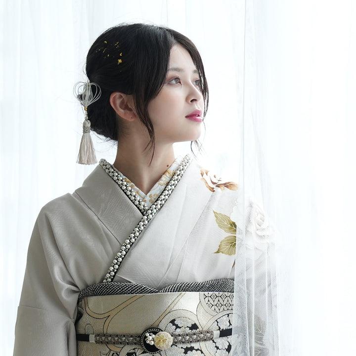 重ね衿 ダブルパール付重ね衿 正絹 振袖 成人式 着物 袴 パール