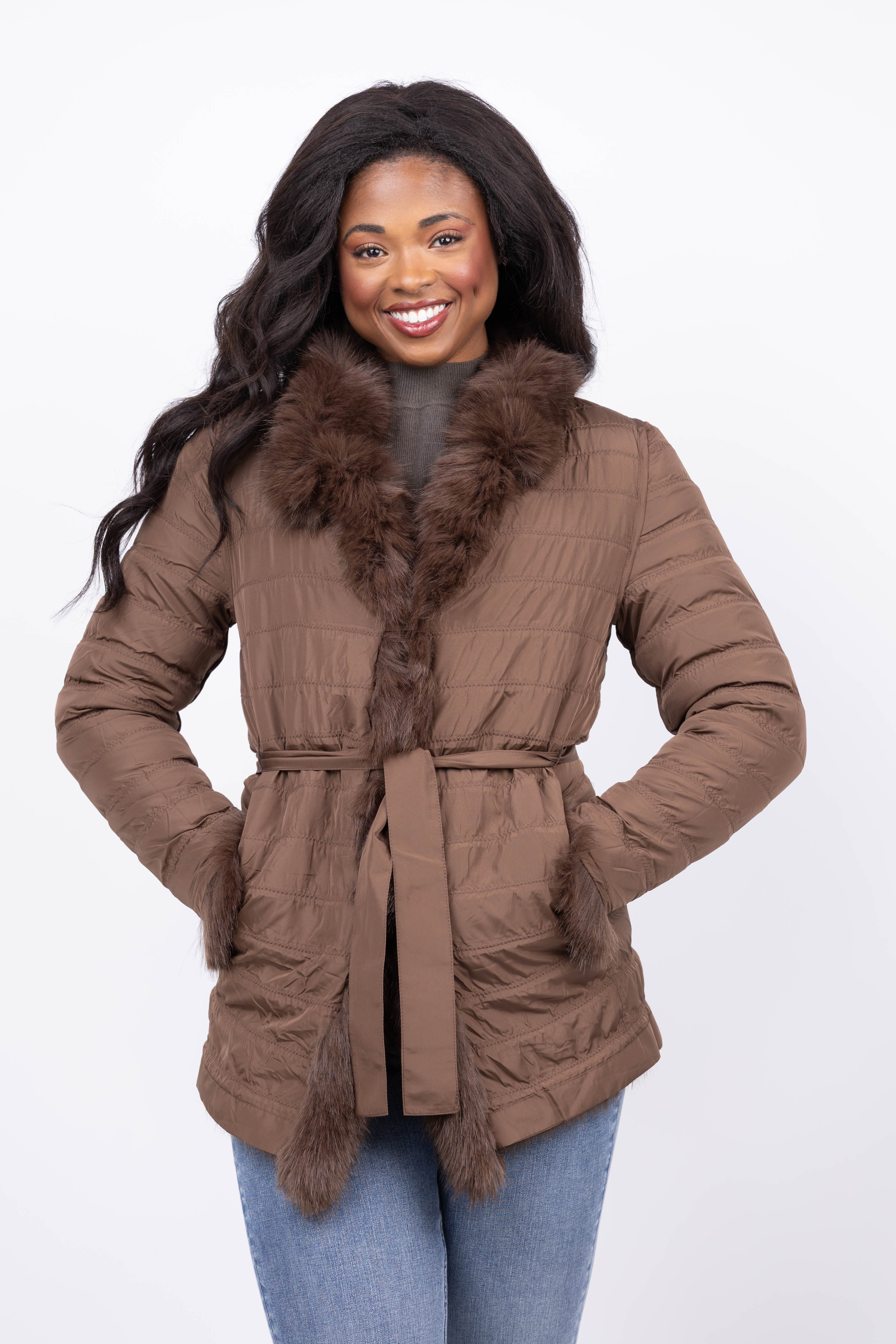 Love Token Jen Reversible Jacket in Brown