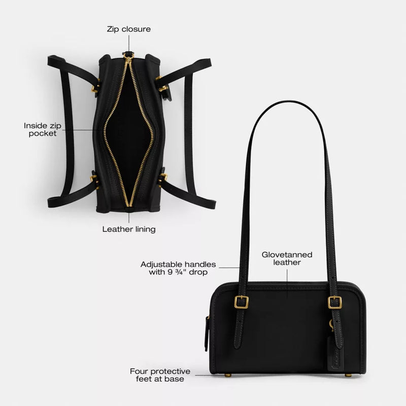 COACH / スウィングジップバッグ20/ハンドバッグ/レザー/BLK/CAM45