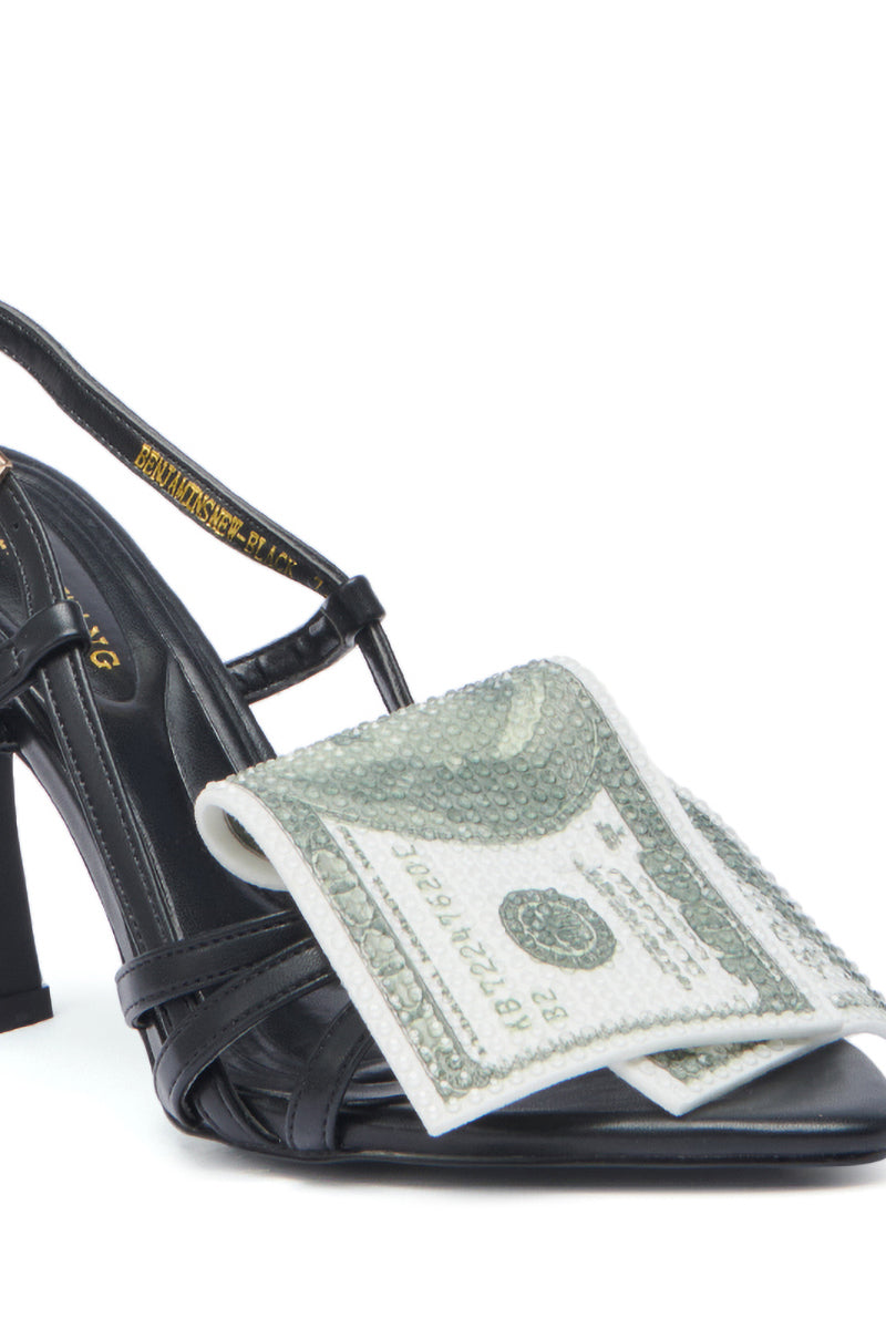 AZALEA WANG BENJAMINS BLACK NEW MONEY SANDAL – AKIRA