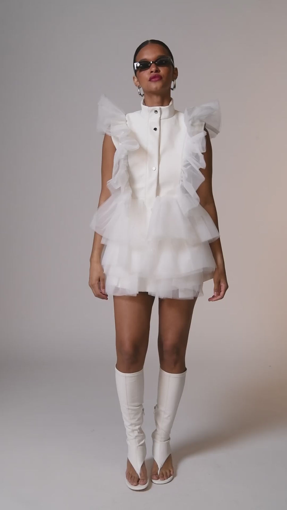 Acka one shoulder point one-piece ivory スーツ・フォーマル・ドレス