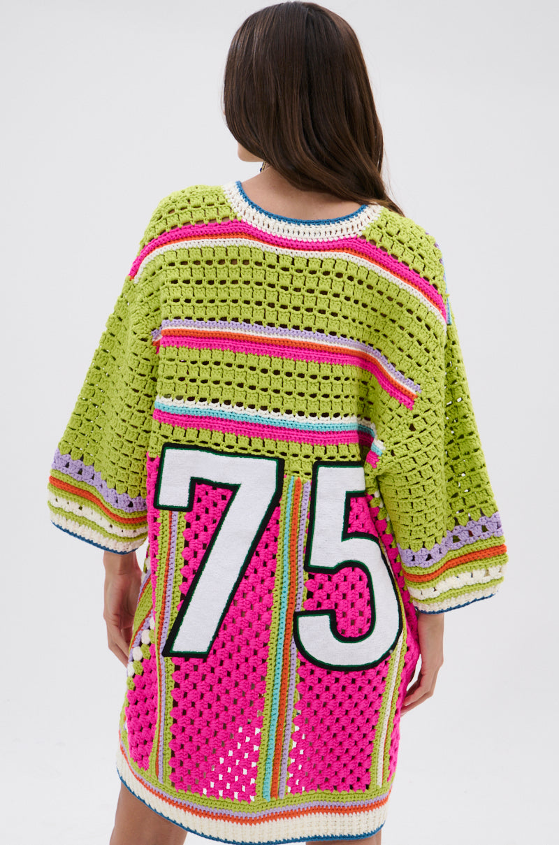 COURTSIDE OR SEASIDE CROCHET JERSEY DRESS – AKIRA