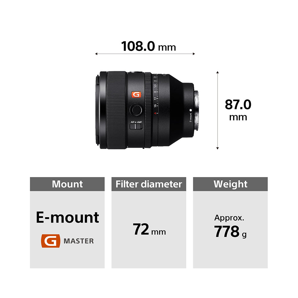 Sony FE 50mm F1.2 GM (SEL50F12GM) E-Mount Full-Frame, Standard G Maste
