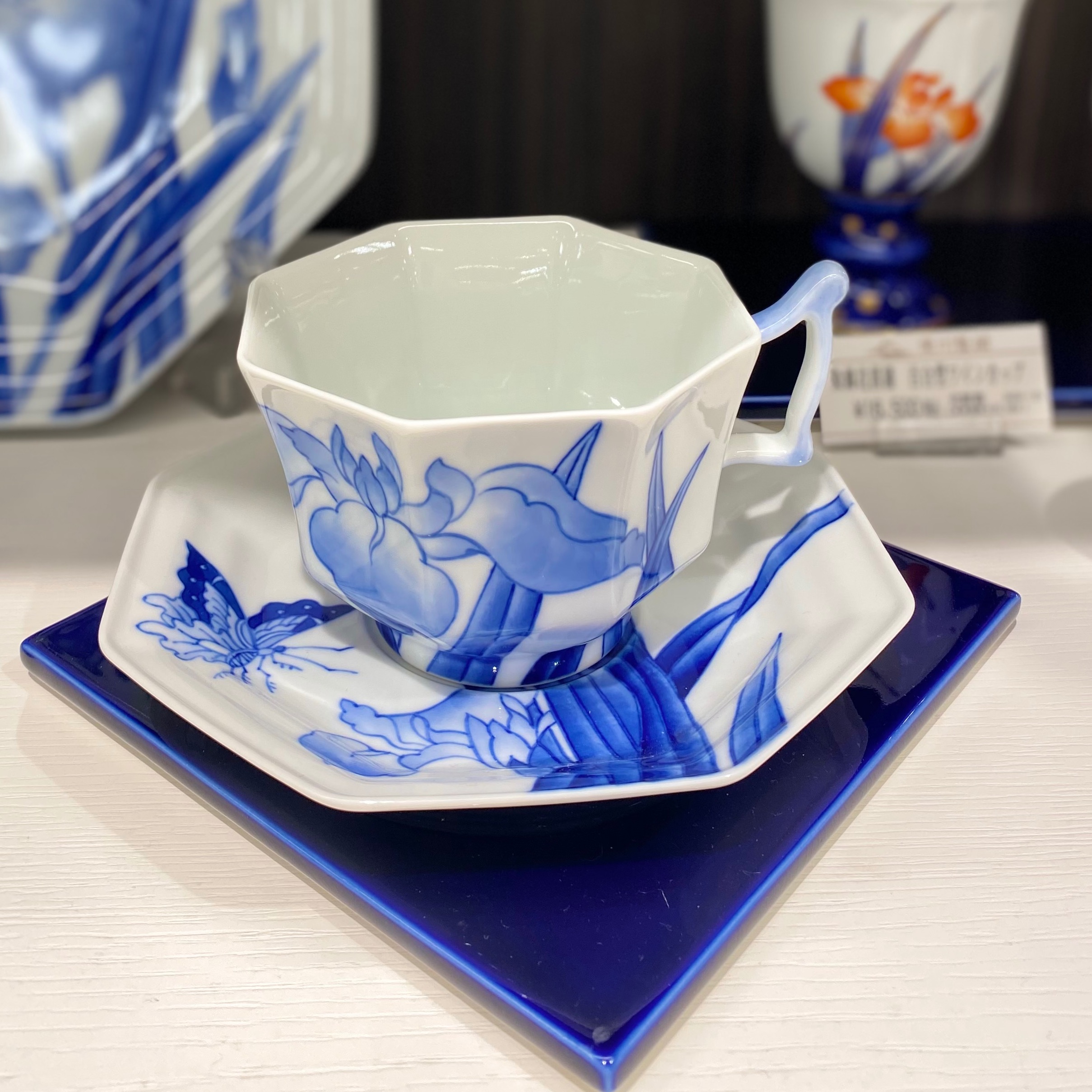 美品 深川製磁 宮内庁御用達 コーヒーカップ&ソーサー 5客 ぶどう絵