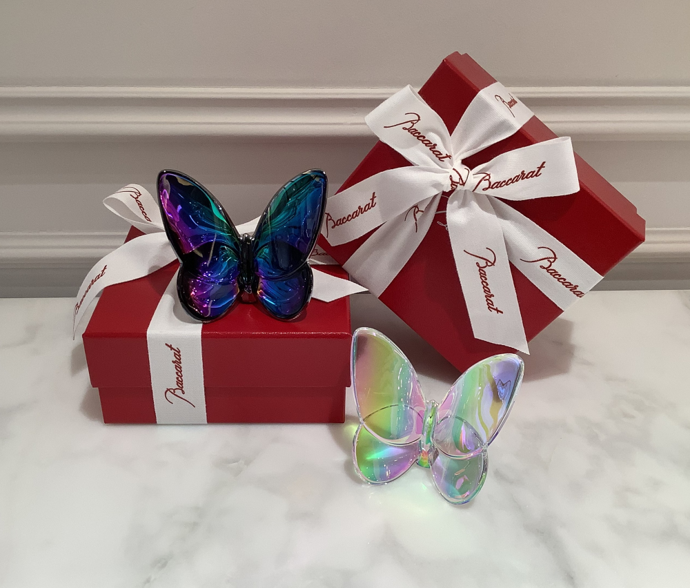 バカラ ラッキーバタフライ 蝶 クリアとグレーの2つセット バカラ