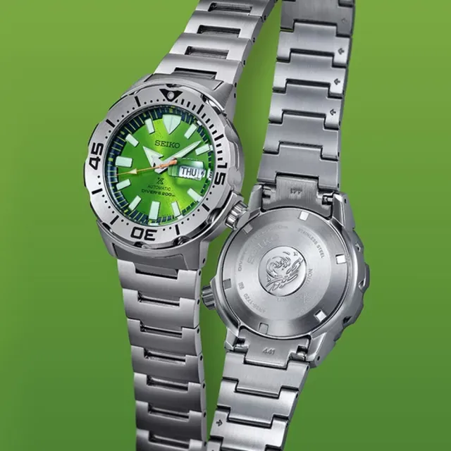 萬年鐘錶SEIKO PROSPEX Prajam Yam圖騰綠面機械潛水錶SRPL41K1