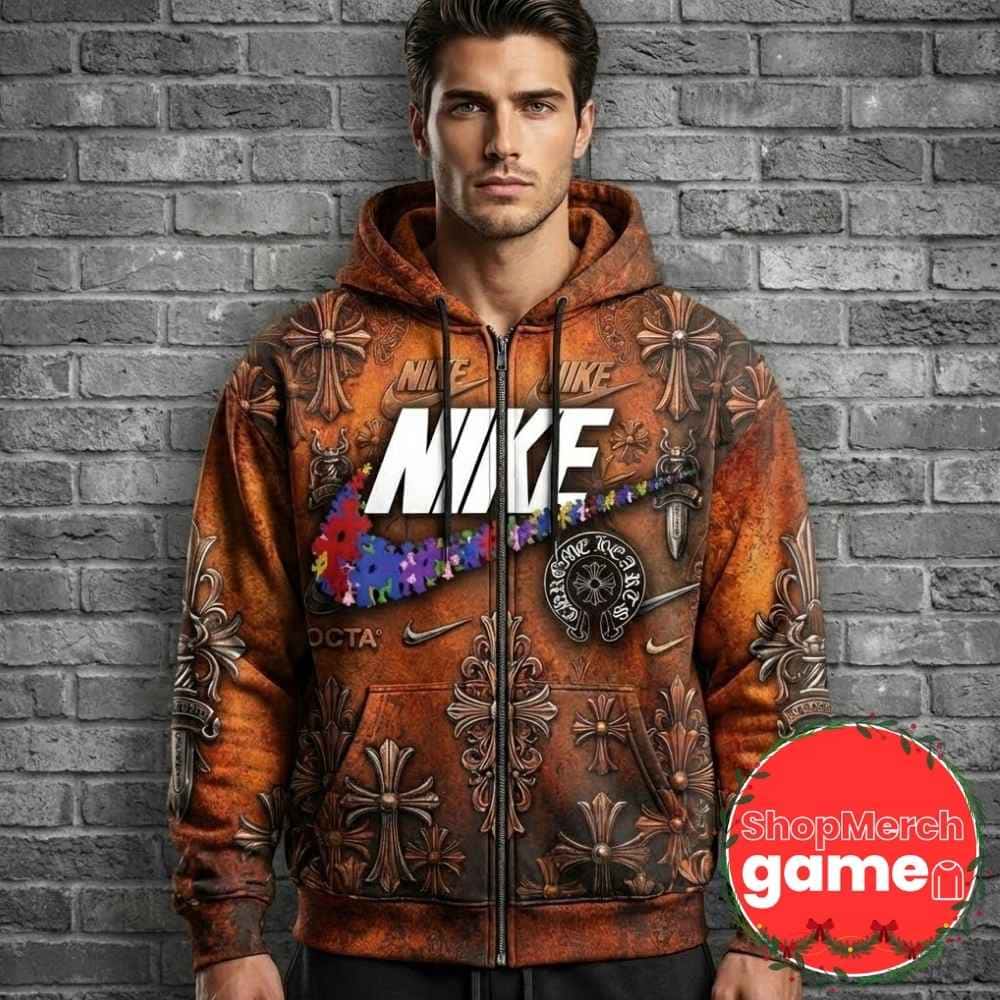 Chrome Hearts x NOCTA x Nike Drake Zip Up Hoodie Brown Gothic