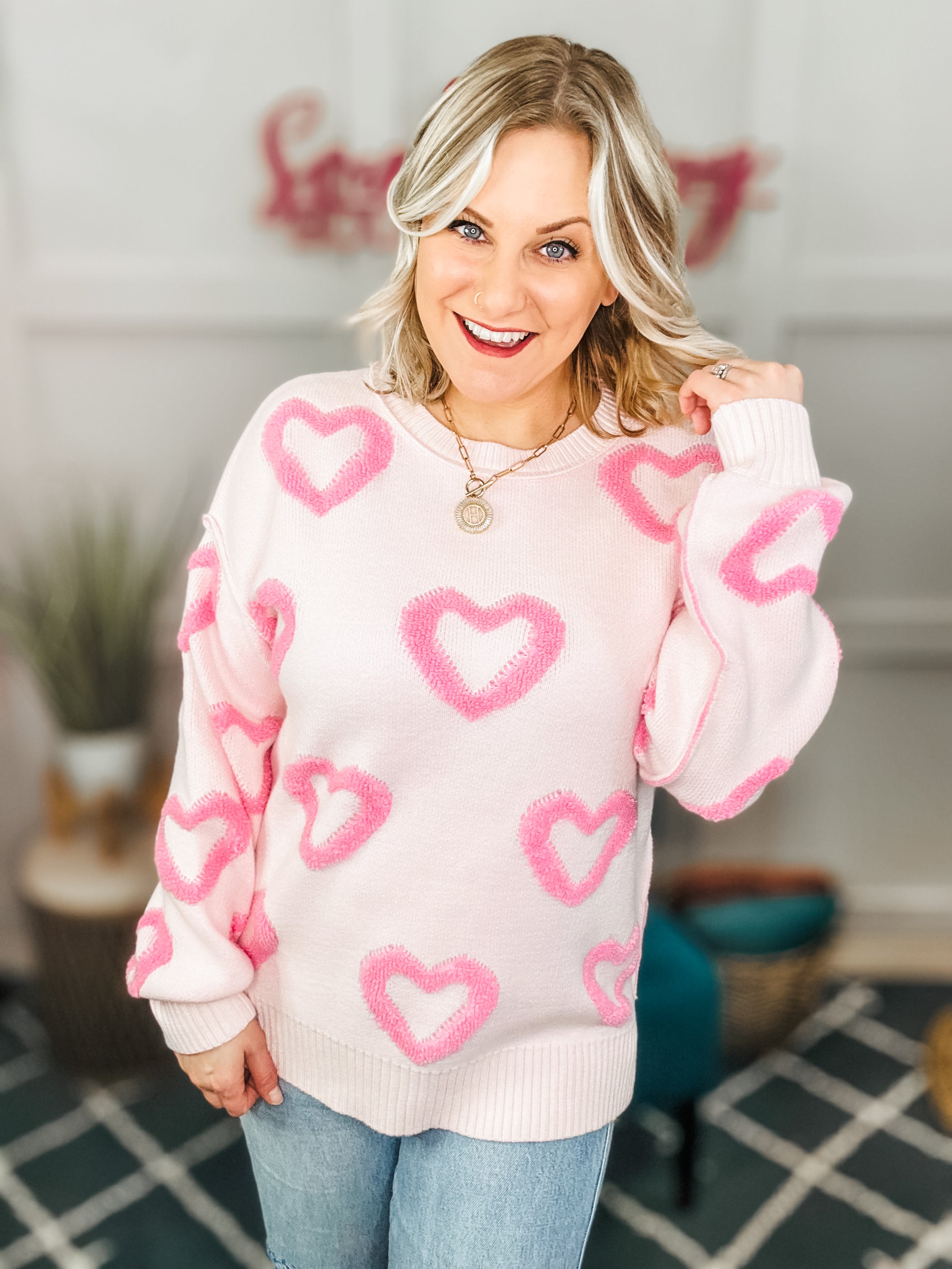 High-Low Heart Embroidered Cozy Sweater – Soul Happy Shop