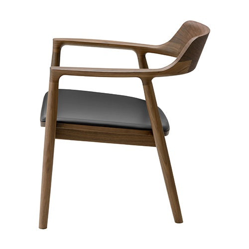 HIROSHIMA ラウンジチェア 張座ブラック/ウォルナット材ブラウン