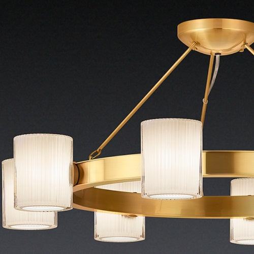 ヤマギワ シャンデリア 5灯 真鍮 ガラス