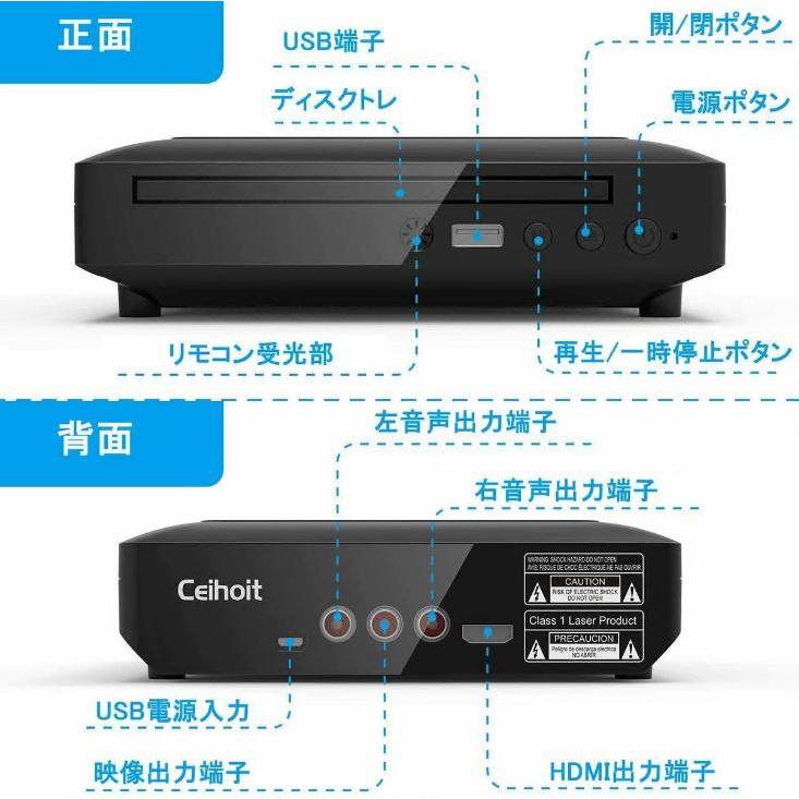 送料無料 ミニDVD プレーヤー1080Pサポート小型DVD プレーヤー DVD/CD