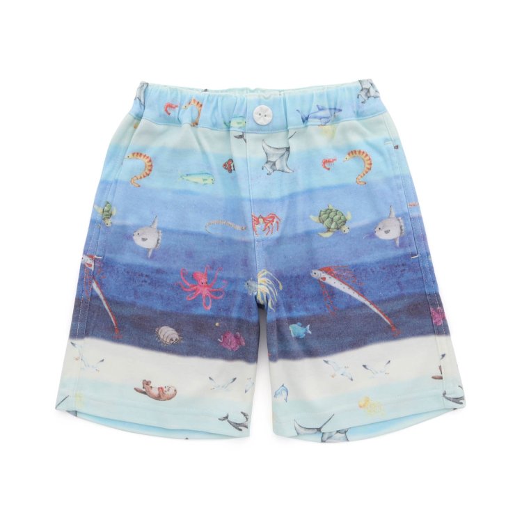 BIT'Z（ビッツ） 子供服 海の深さボーダー柄＆海の動物パッチワーク柄