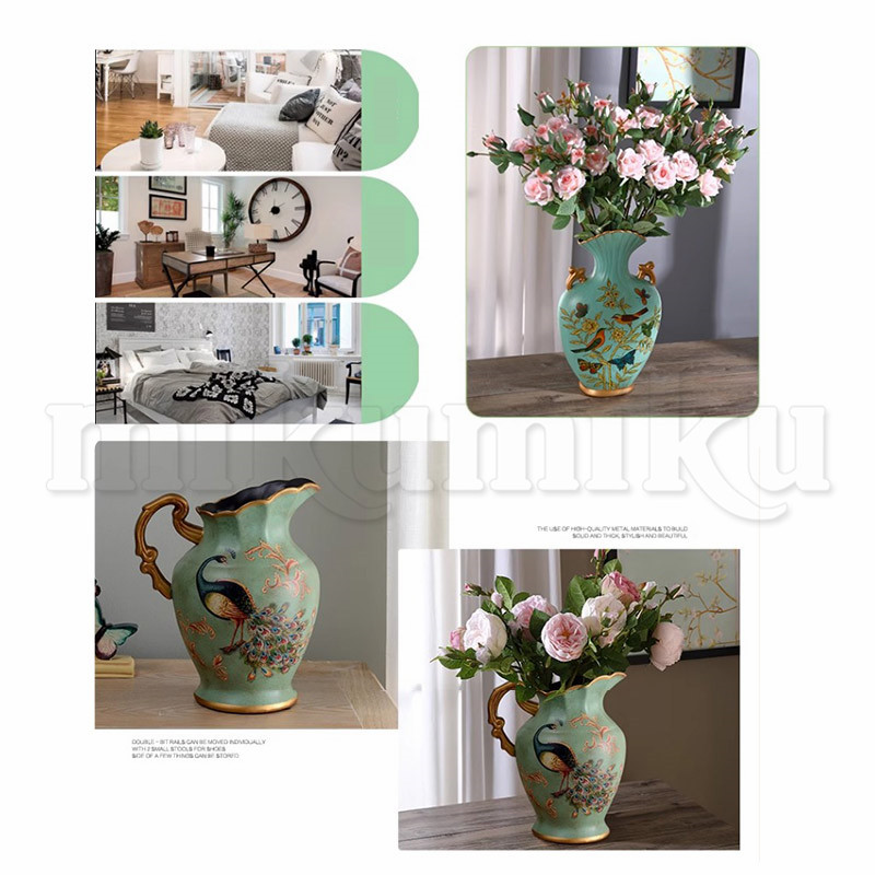 花瓶 フラワーベース 花柄 陶器 花入れ 雑貨 花器 アンティーク雑貨