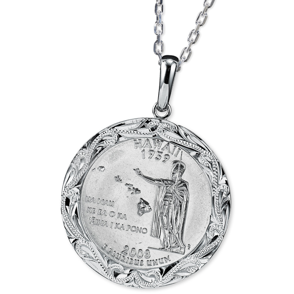 ハワイアンジュエリー ネックレス 刻印無料 誕生石入れ可 クォーター