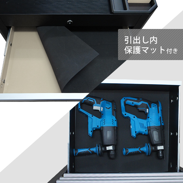 高耐久型 ローラーキャビネット 7段 TB-2670B (マットブラック塗装