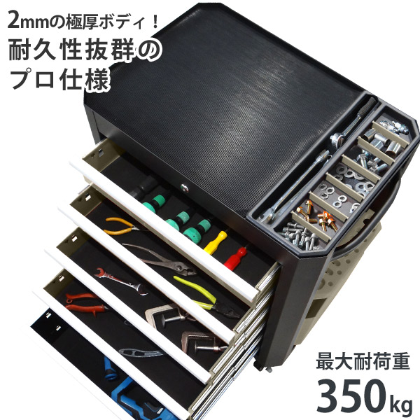 高耐久型 ローラーキャビネット 5段 TB-2650B (マットブラック塗装