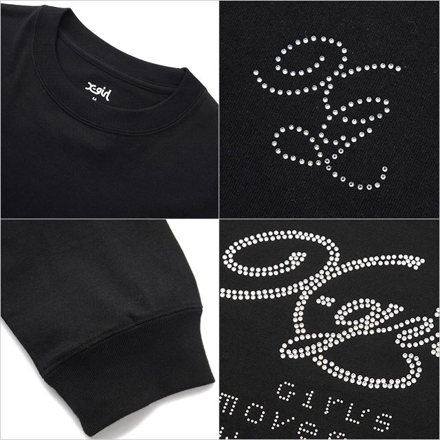 X-girl（エックスガール） ラインストーンロゴ ロングスリーブTシャツ