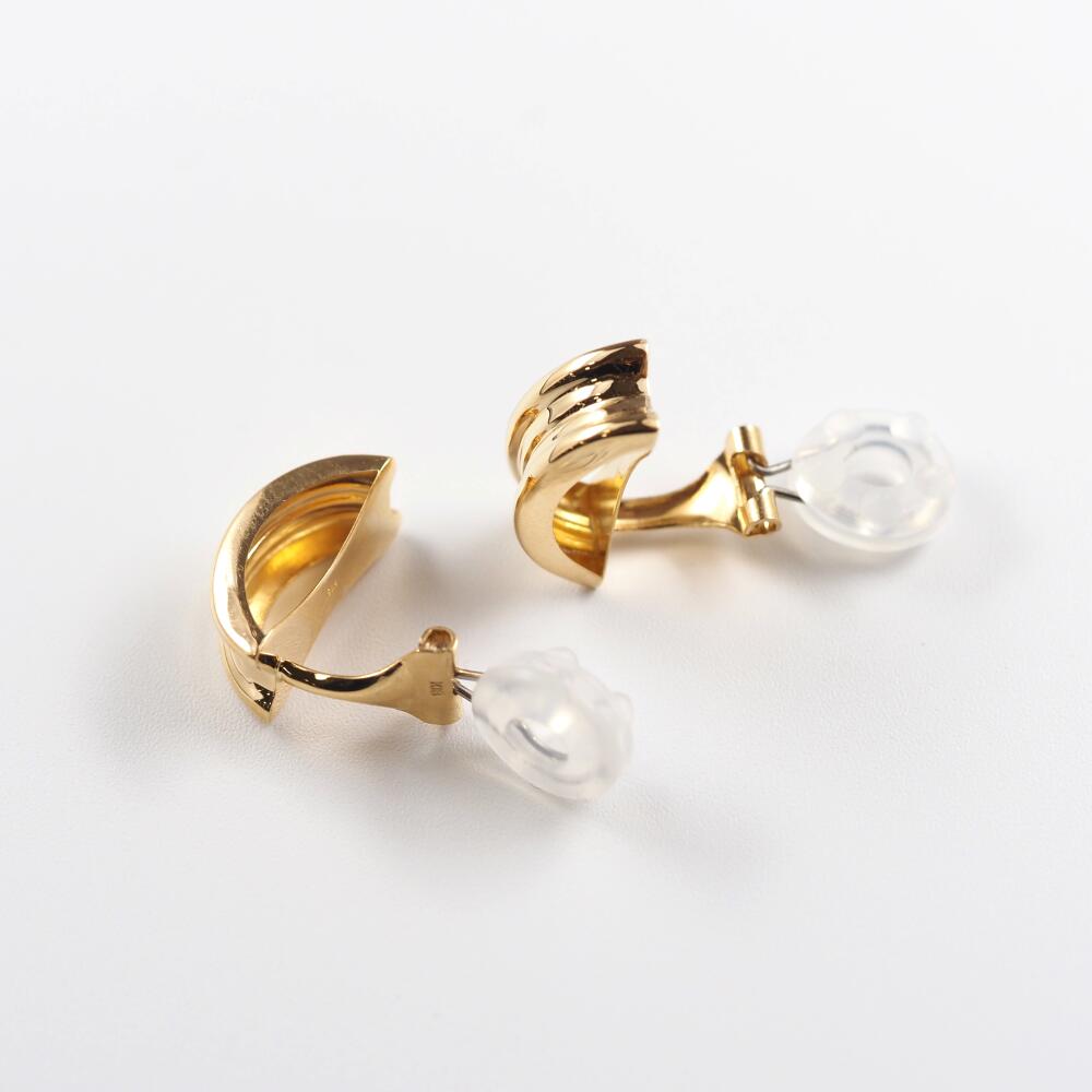 18金 K18 イヤリング 18k ゴールド ボリューム 大ぶり シンプル 角