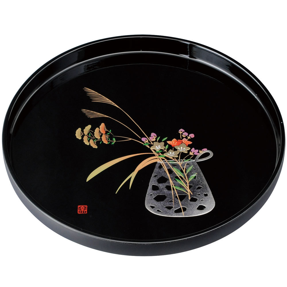 漆器トレイセット 花模様 3点セット 漆器トレイセット 花模様 3点