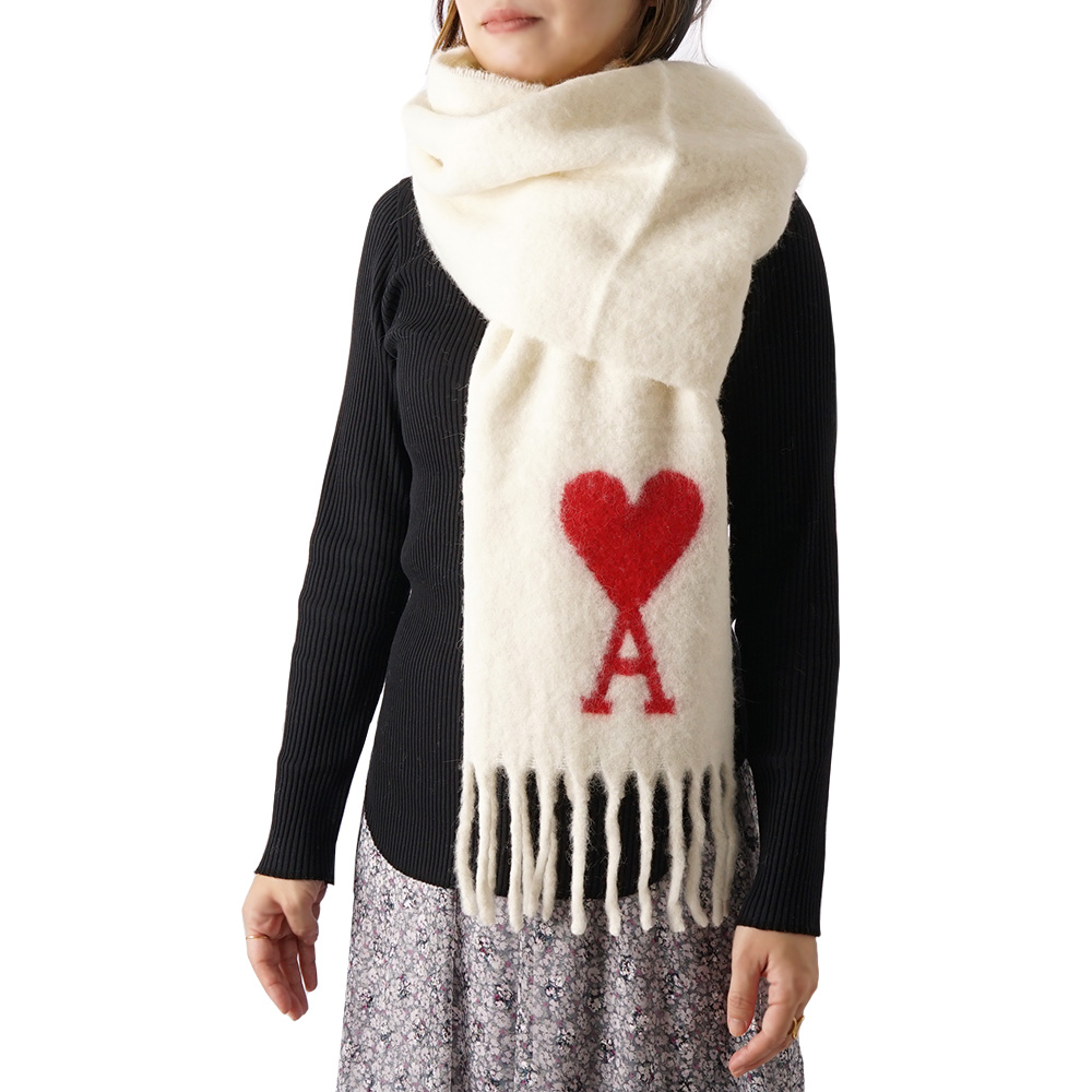 ホワイトマフラー AMI PARIS AMI Alexandre Mattiussi ami paris