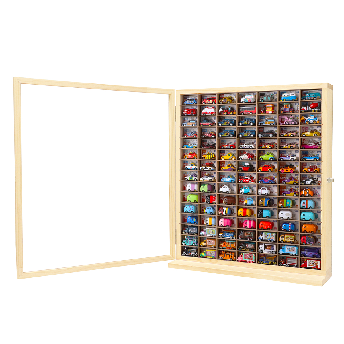 ミニカーケース15×7マス（最大210台収納/扉あり/取り出し加工有り）高