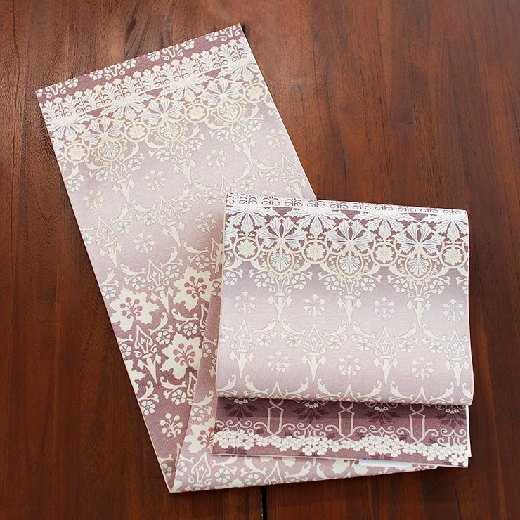 召しませ花 名古屋帯 銀糸入り 京袋帯 -柊更紗- 日本製 アルジョンテ