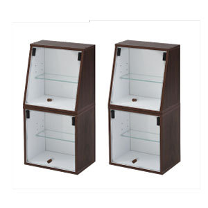 ナカバヤシ木製ガラスケース 6段 2セット。 コレクションケース 2段 2