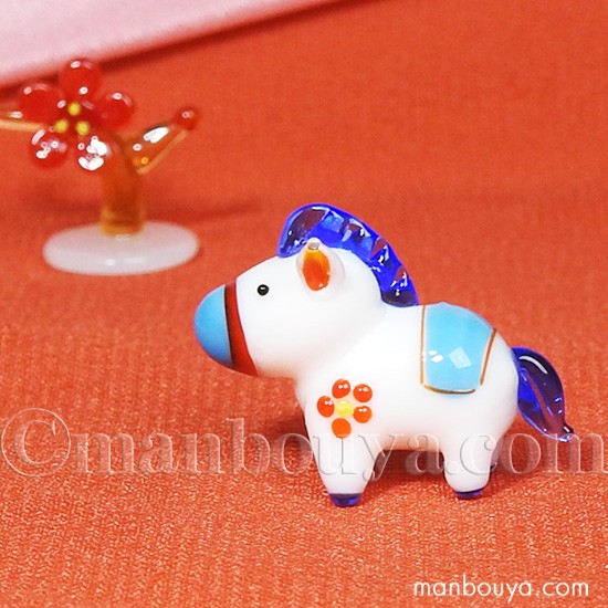 ミニチュア ガラス細工 干支 馬 正月 飾り グラススクエア 十二支