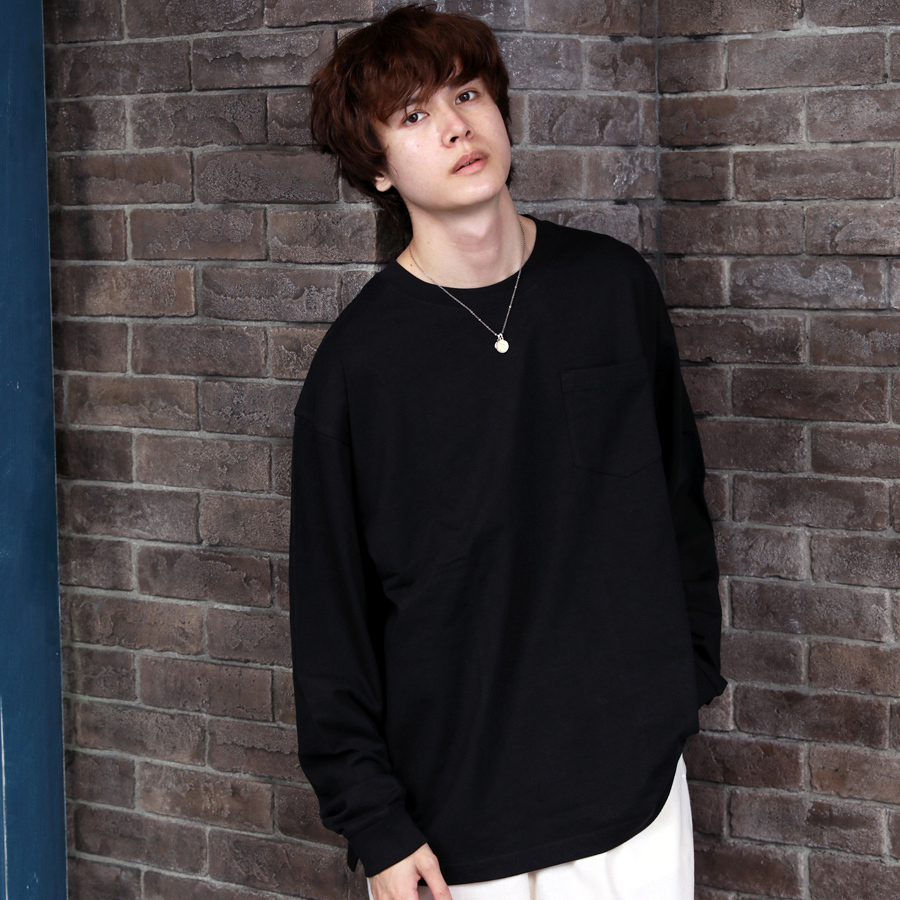 ヘビーウェイト 長袖Tシャツ メンズ USAコットン 胸ポケット 袖リブ