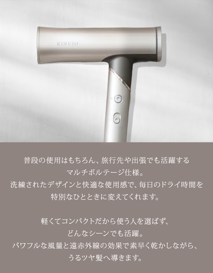 正規品 KINUJO 絹女 キヌージョ ドライヤー ボヤージュ Voyage HW001