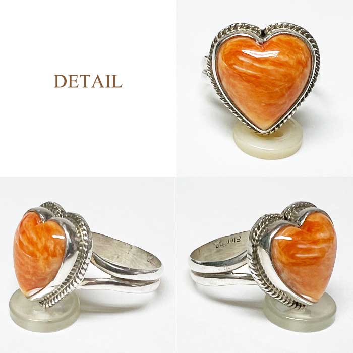 インディアンジュエリー ナバホ族 スパイニーオイスターシェル ハート