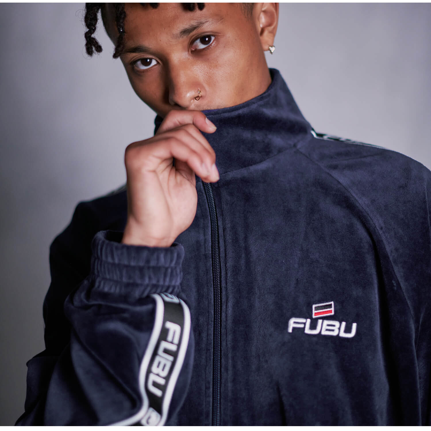 FUBU（フブ） 特価 ジャケット メンズ ベロア 長袖 ブルゾン ライト