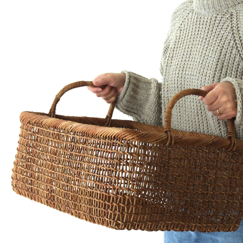 秋田県 あけび蔓細工 あけびかご 書類籠 特上透かし編み こだし編み