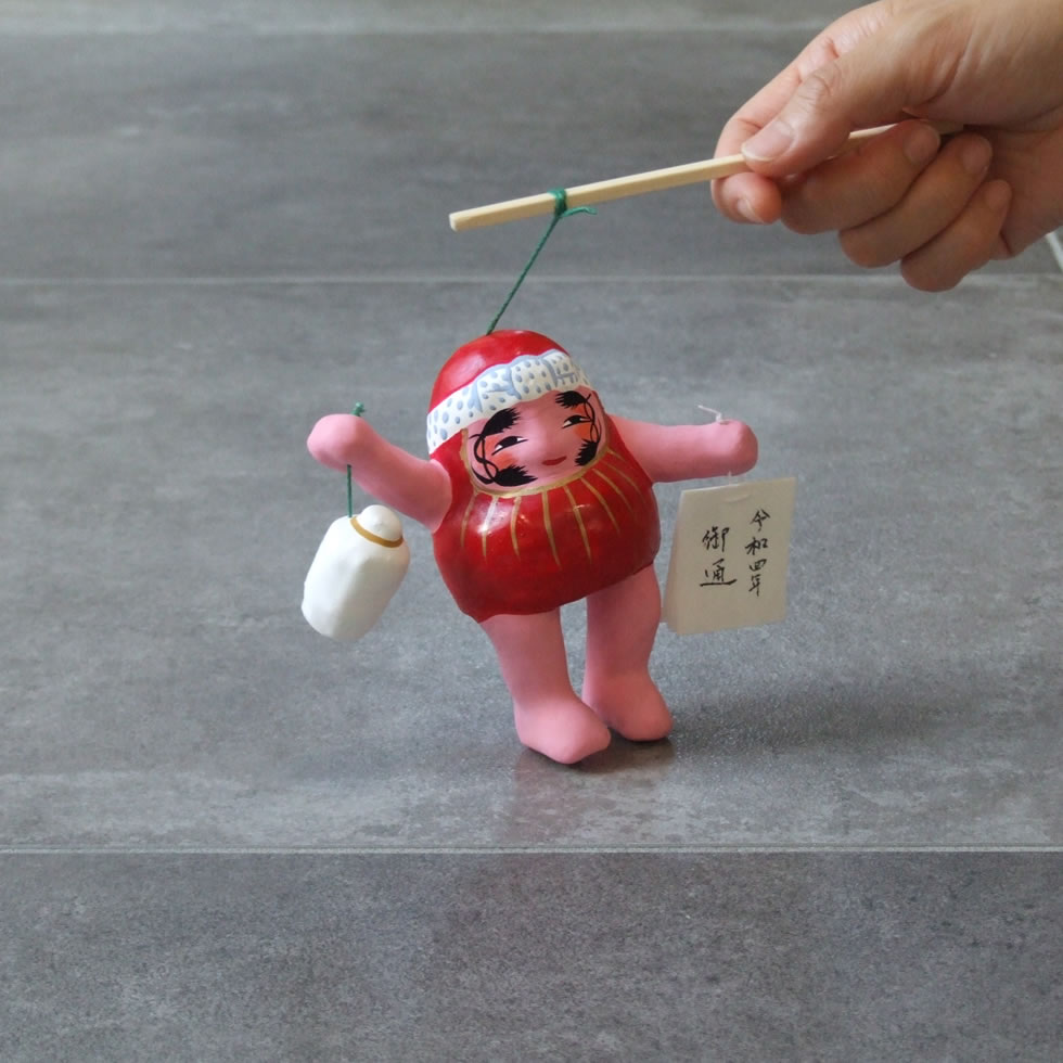 郷土玩具 民藝 静岡県 浜松張子 鈴木伸江 酒買いだるま 赤 徳利 縁起物