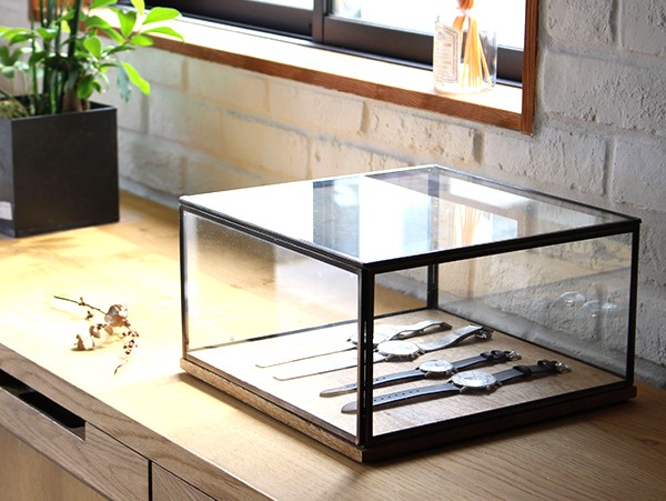 ディスプレイキャビネット L 『ガラス アイアン 店舗什器 ウッド