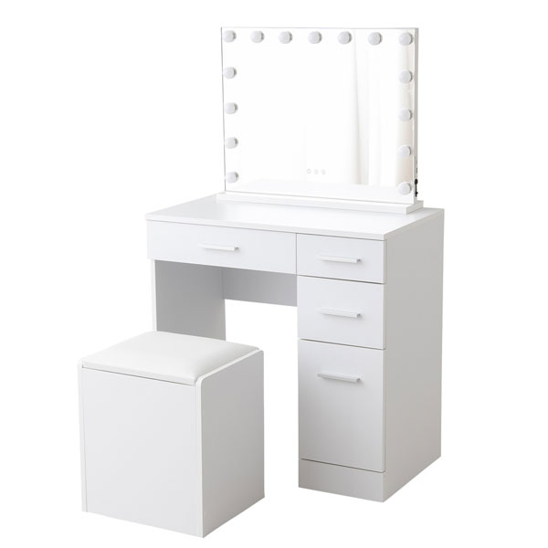 EMOOR（エムール） LEDライト付 ドレッサー セット 鏡台 デスク