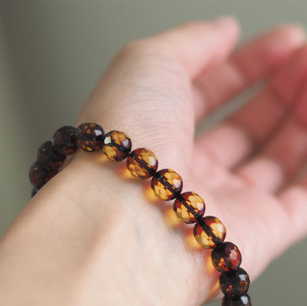 天然石 琥珀 ブレスレット サイズオーダー パワーストーン メンズ