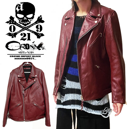 ライダースジャケット メンズ 本革 レザー レッド 赤 モード系 送料