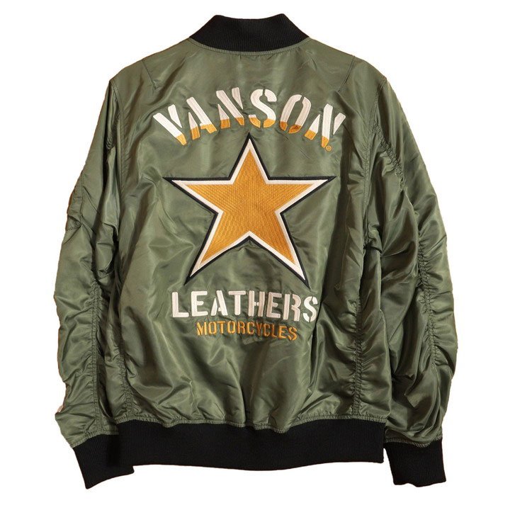 VANSONレザージャケット グリーン ワッペン 42 Vanson Race Team