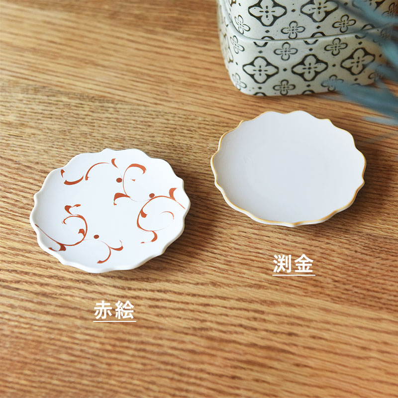 絵付け小皿 桔梗プレート 豆皿 美濃焼 日本製 お正月 : アンジェ