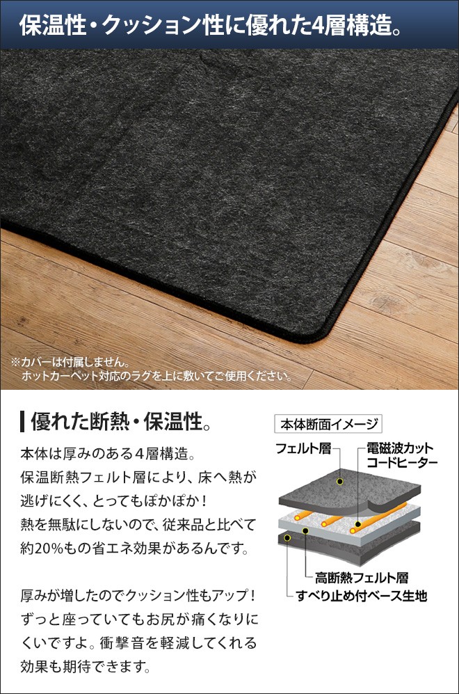 ゼンケン 電気ホットカーペット 電磁波カット 1畳用 本体のみ 選べる