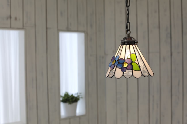 A281-53 アンティーク ステンドグラス吊り下げ照明器具 吊り下げランプ